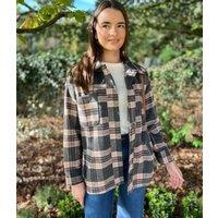 Brave Soul Grey & Pink Checked Shacket Size 8