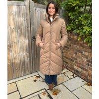 Taupe Bybomina Long Padded Puffer Coat Size 16