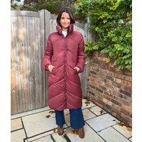 Burgundy Bybomina Long Padded Puffer Coat Size 14