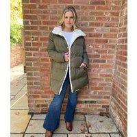 Olive Brave Soul Deanne Sherpa Lined Padded Jacket Size 14