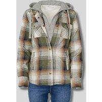 Khaki Sherpa Checked Hooded Shacket Size 20/22