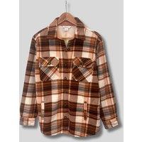 Brown Plaid Sherpa Lined Fleece Shacket Size 18/20