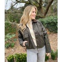 Khaki Riley Waxed Short Jacket Size 16