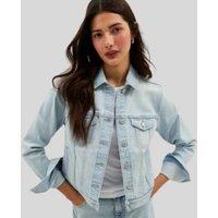 Light Wash Button Front Denim Jacket Size 12