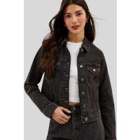 Black Wash Button Front Denim Jacket Size 6