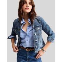 Mid Wash Button Front Denim Jacket Size 12