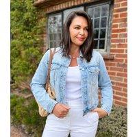 Light Denim Fitted Trucker Jacket Size 20