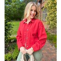Red Denim Trucker Style Jacket Size 8/10