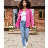 Pink Lightweight Broderie Bomber Jacket Size 16/18