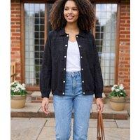 Black Lightweight Broderie Bomber Jacket Size 22/24