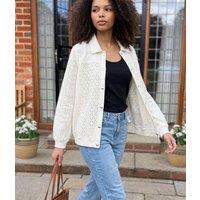 Ivory Lightweight Broderie Bomber Jacket Size 16/18