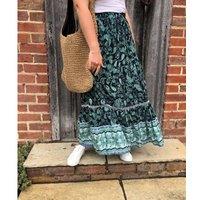 Black Paisley Frill Hem Skirt Size 12/14