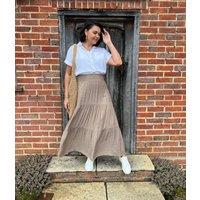 Mocha Tiered Maxi Skirt Size 12/14