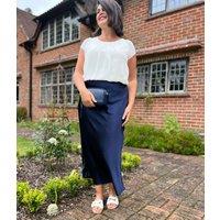 Navy Satin Maxi Skirt Size 22