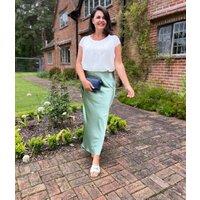 Satin Maxi Skirt Sage Green Size 14
