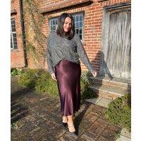 Burgundy Satin Slip Midi Skirt Size One Size