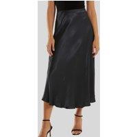 Charcoal Satin Slip Midi Skirt Size One Size