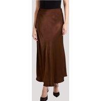Chocolate Brown Satin Slip Midi Skirt Size One Size