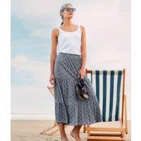 Navy Lines Strokes Tiered Midi Skirt Size 20