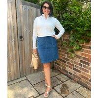 Ex Mistral Teal Moleskin Patch Pocket Skirt Size 12