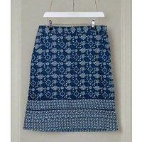 Mantaray Navy Print Cotton Skirt Size 14