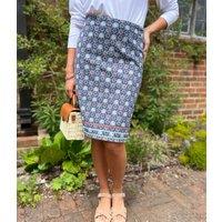 Blue Herbal Garden Moleskin Skirt Size 20