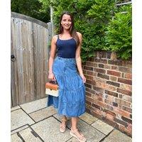 Denim Tiered Midi Skirt - Seconds Size 22