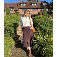 Chocolate Brown Cord Cargo Midi Skirt Size 8