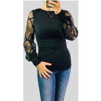 Black Lace Detail Top Size 8
