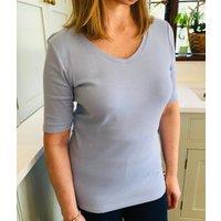 Light Blue Half Sleeve V-Neck Top Size 6