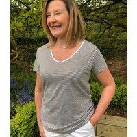 Sage Fine Stripe Cotton Slub Tee Size 6