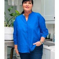 Ocean Blue Linen Blend Shirt Size 10