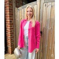 Pink Pure Linen Oversized Shirt Size 8