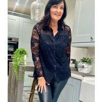 Black Lace Overlay Evening Blouse Size 10