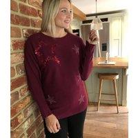 Burgundy Embellished Star Jumper Size 10/12