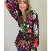 Garden Floral Tie Wrap Blouse Size 10