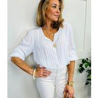 Ivory Crochet Pintuck Blouse Size 14