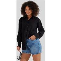Black Linen Look Shirt Size 16