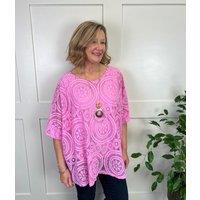 Pink Floral Lace Necklace Top Size One size