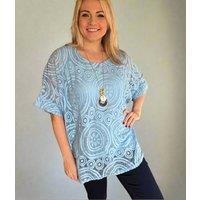 Blue Floral Lace Necklace Top Size One size