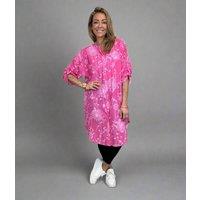 Pink Botanical Longline Tunic Shirt Size One size