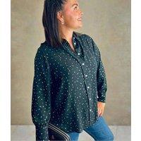 Black Shooting Star Print Shirt Size 18