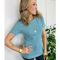 Green & Blue Striped Slim Fit Tee Size 6