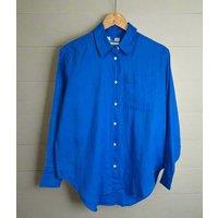 Blue Pure Linen Relaxed Shirt Size 14