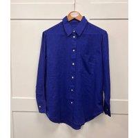 Blue Pure Linen Relaxed Shirt Size 6