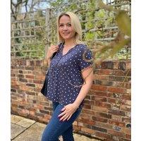 Ex Seasalt Navy Sponge Spot Cassandra Top Size 12