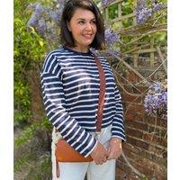 Navy Striped Relaxed Cotton Top Size 24