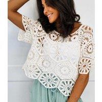 Ecru Crochet Lace Top Size 12-16