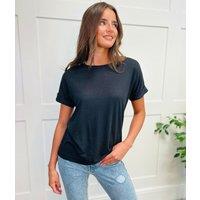 Black Linen Rich Top Size 6