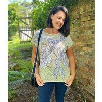 Green Flower Print Cap Sleeve Top Size 18